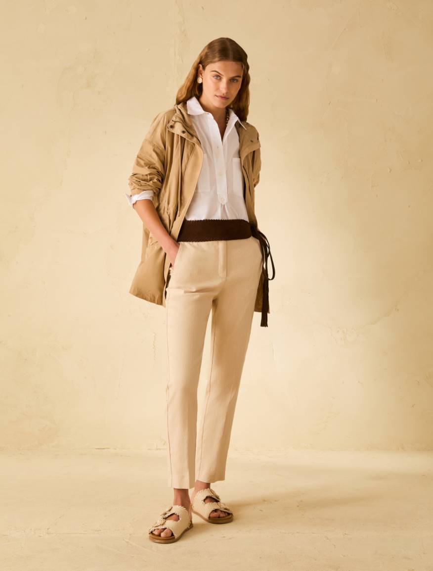 Slim cotton and linen trousers - SAND - Pennyblack - 6