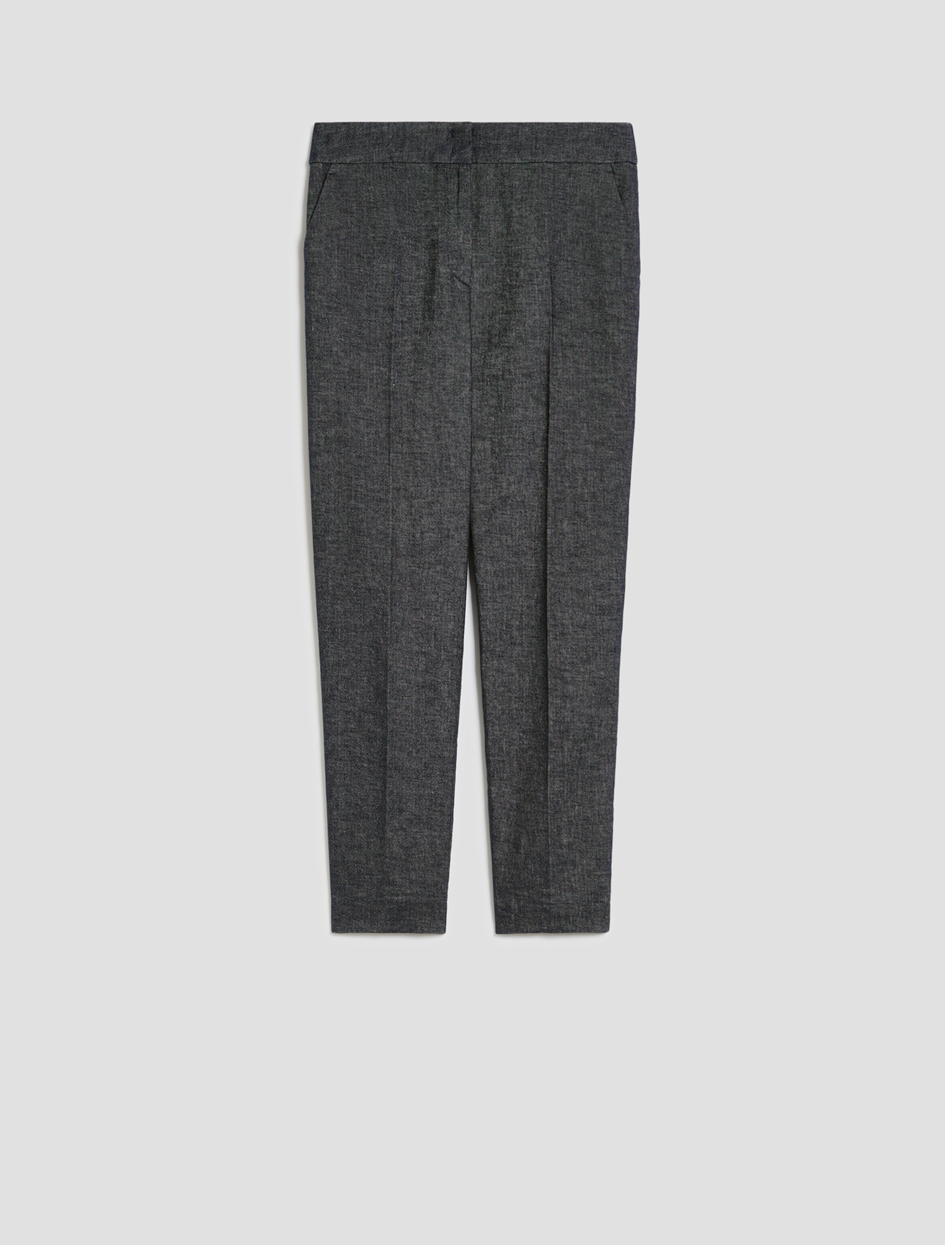 Slim cotton and linen trousers - NAVY - pennyblack