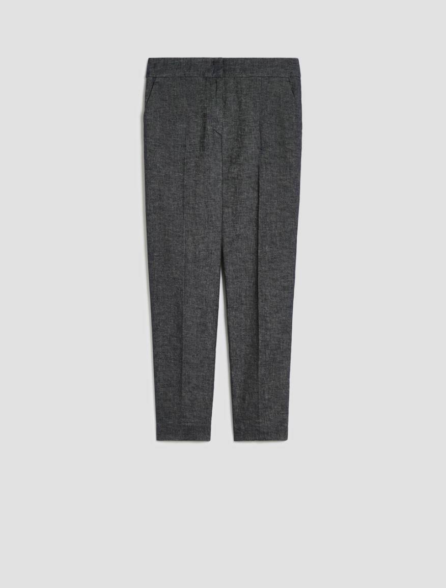 Slim cotton and linen trousers - NAVY - Pennyblack - 2