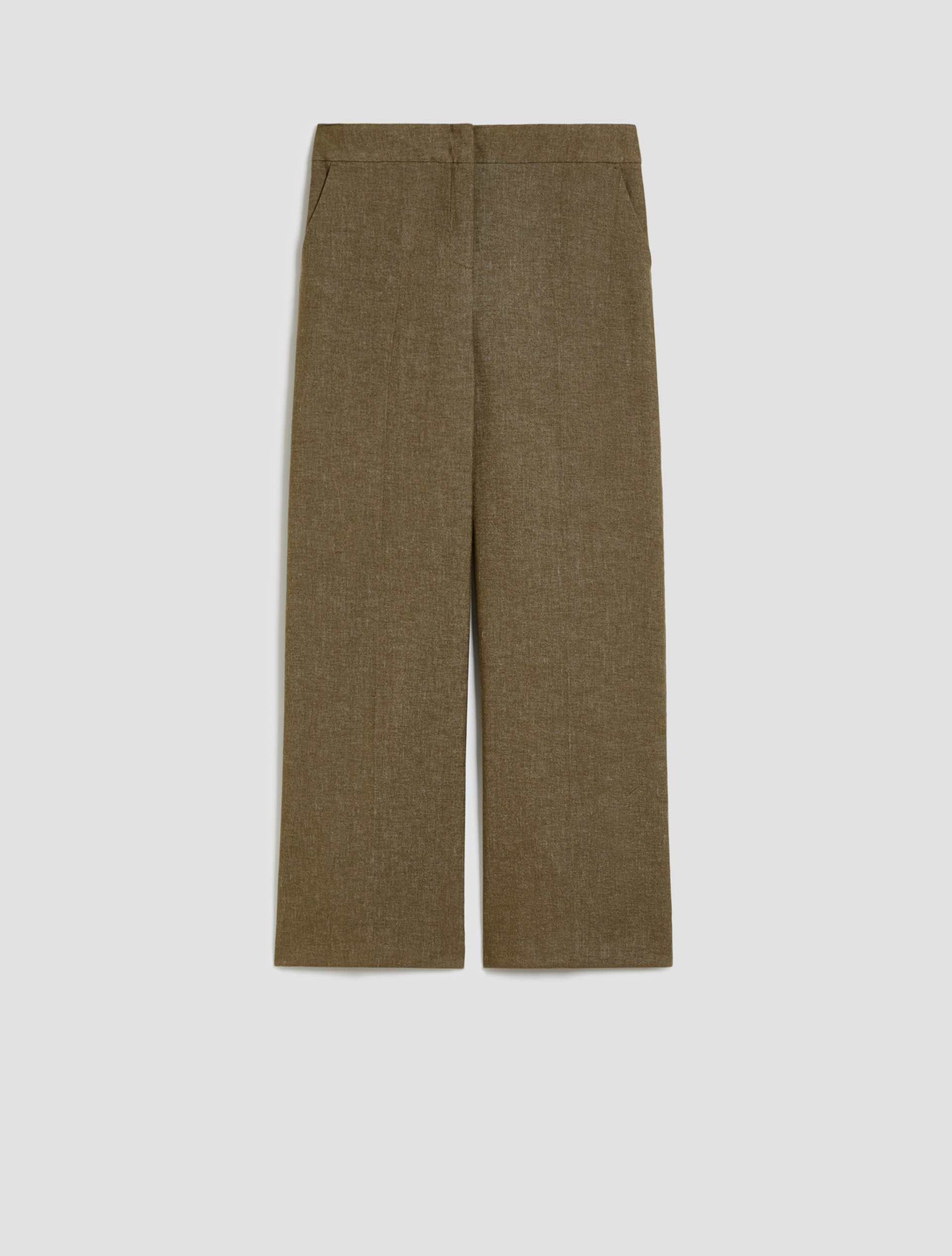 Cotton and linen wide-leg trousers - KAKI - pennyblack