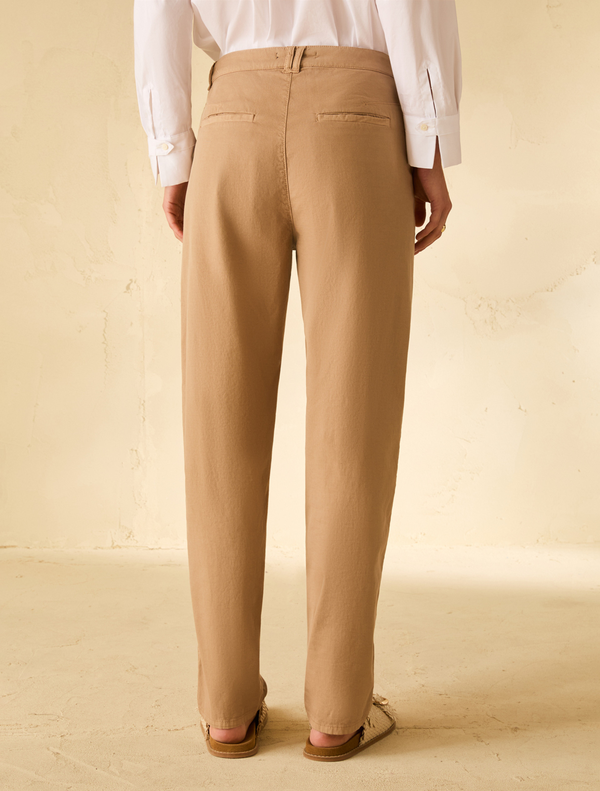 Piqué cotton trousers - CAMEL - pennyblack