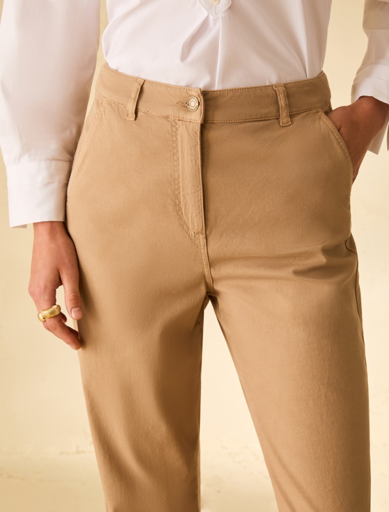 Piqué cotton trousers - CAMEL - pennyblack