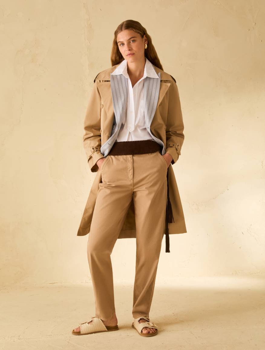 Piqué cotton trousers - CAMEL - Pennyblack - 5