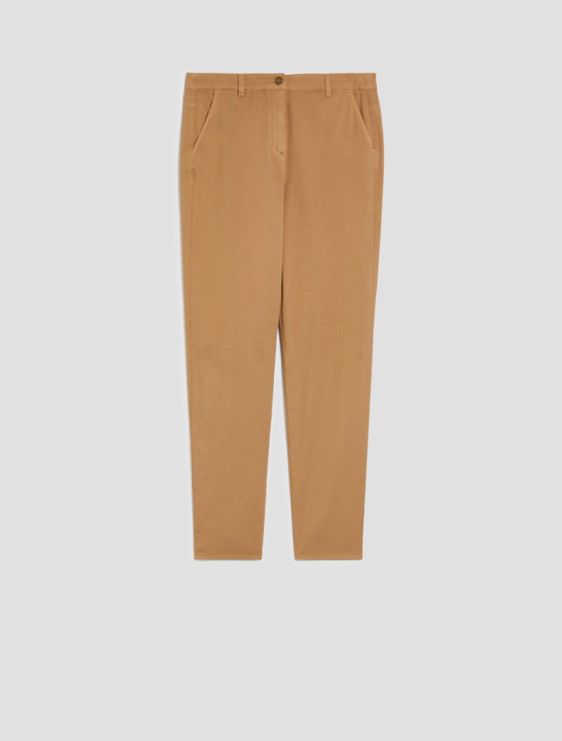 Piqué cotton trousers - CAMEL - pennyblack
