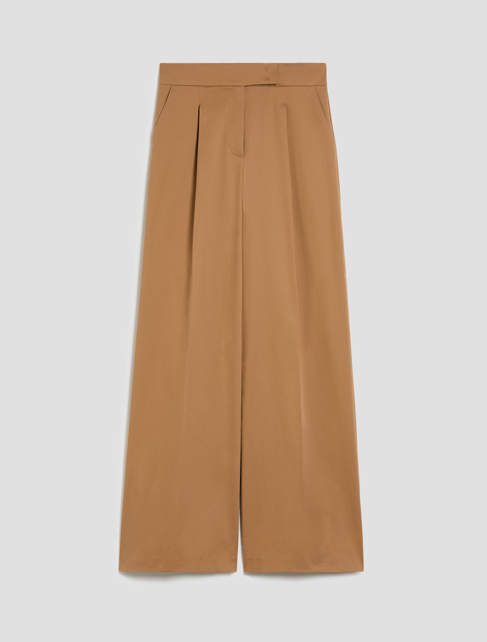 Wide-leg gabardine trousers - TOBACCO BROWN - pennyblack