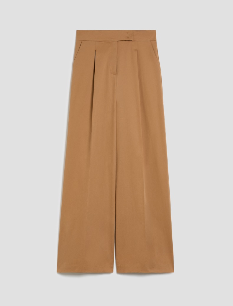 Wide-leg gabardine trousers - TOBACCO BROWN - pennyblack