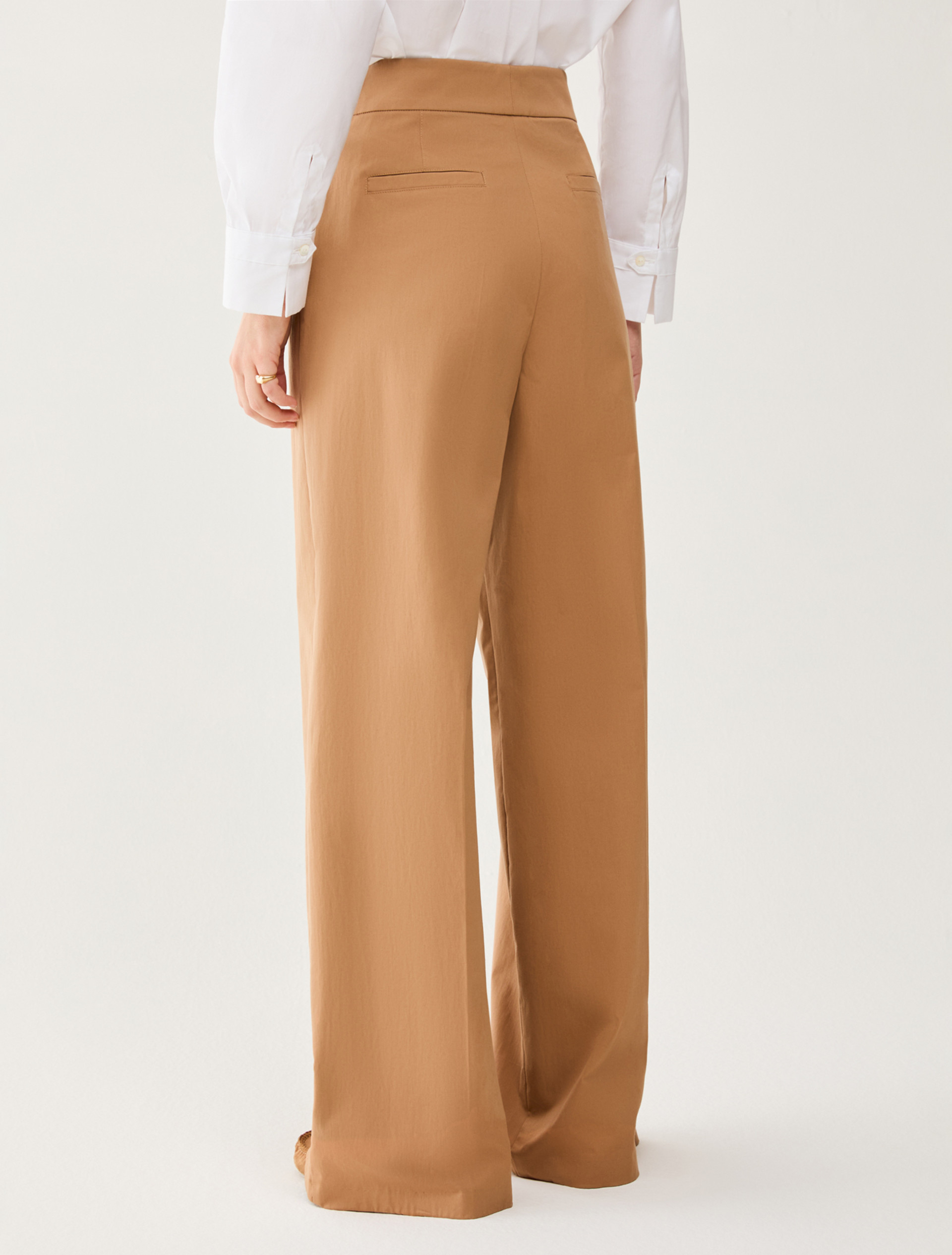 Wide-leg gabardine trousers - TOBACCO BROWN - pennyblack