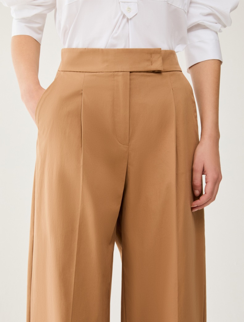 Wide-leg gabardine trousers - TOBACCO BROWN - pennyblack