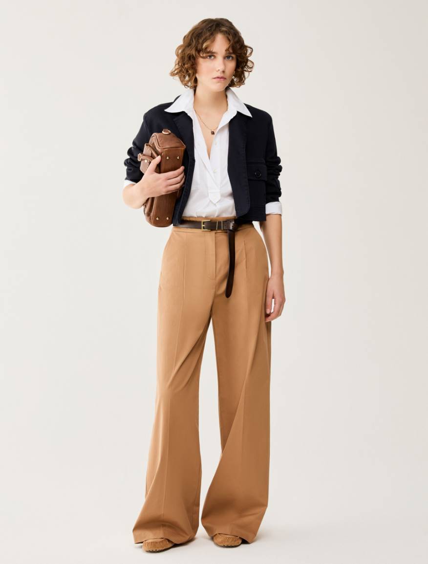 Pantaloni ampi in gabardine - TABACCO - Pennyblack - 5
