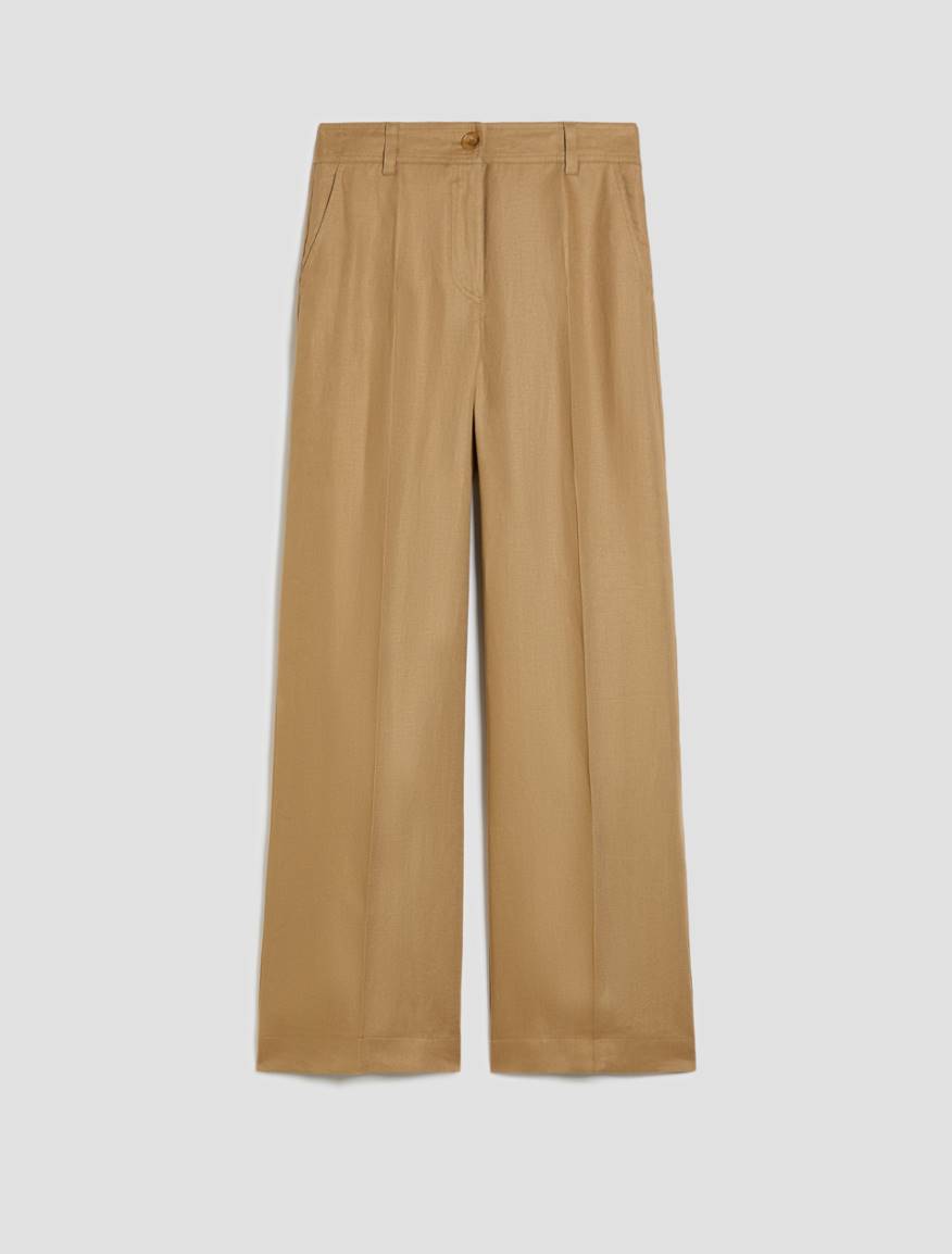 Wide, linen twill trousers - BEIGE - Pennyblack - 2
