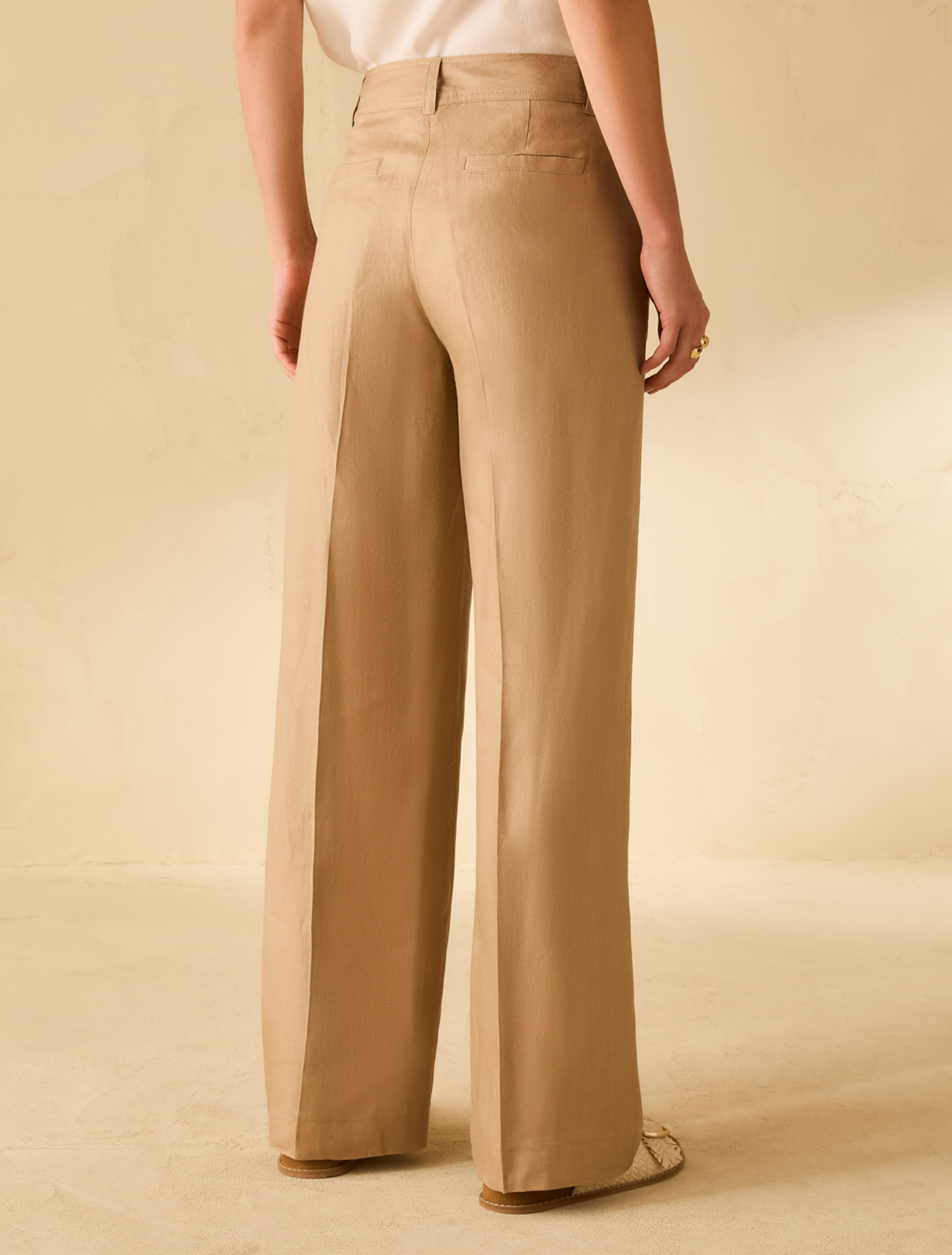 Pantaloni ampi in twill di lino - BEIGE - pennyblack