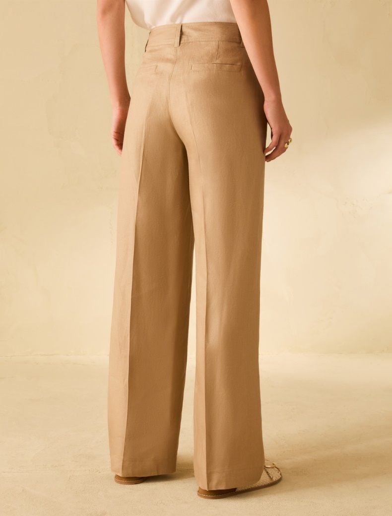 Pantaloni ampi in twill di lino - BEIGE - pennyblack
