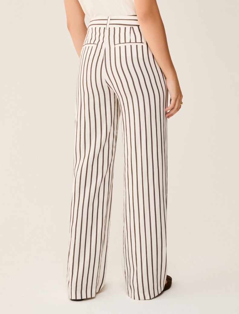 Wide, linen-blend trousers - IVORY - pennyblack