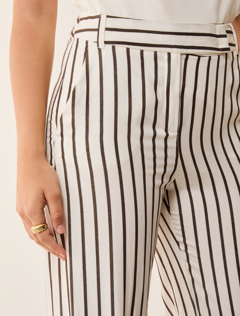 Wide, linen-blend trousers - IVORY - pennyblack