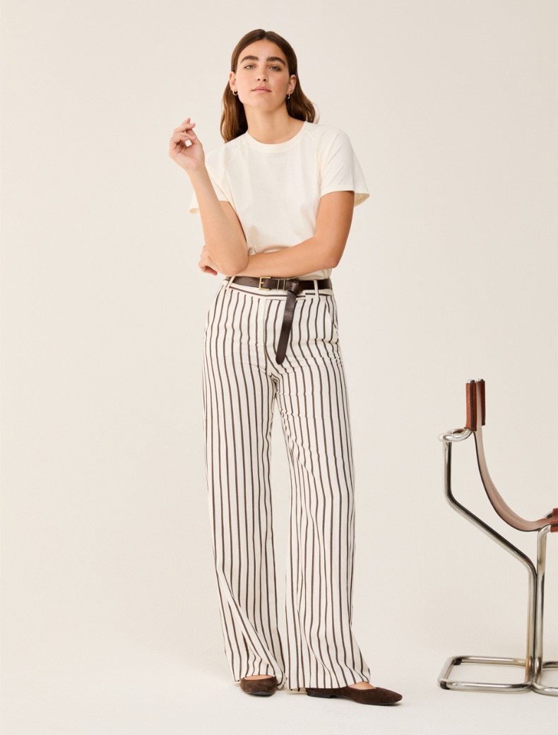 Wide, linen-blend trousers - IVORY - pennyblack