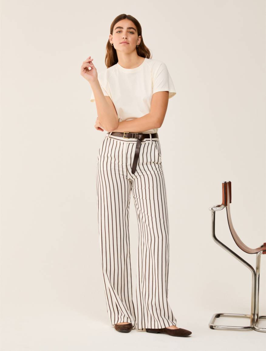 Pantaloni ampi in blend di lino - AVORIO - Pennyblack