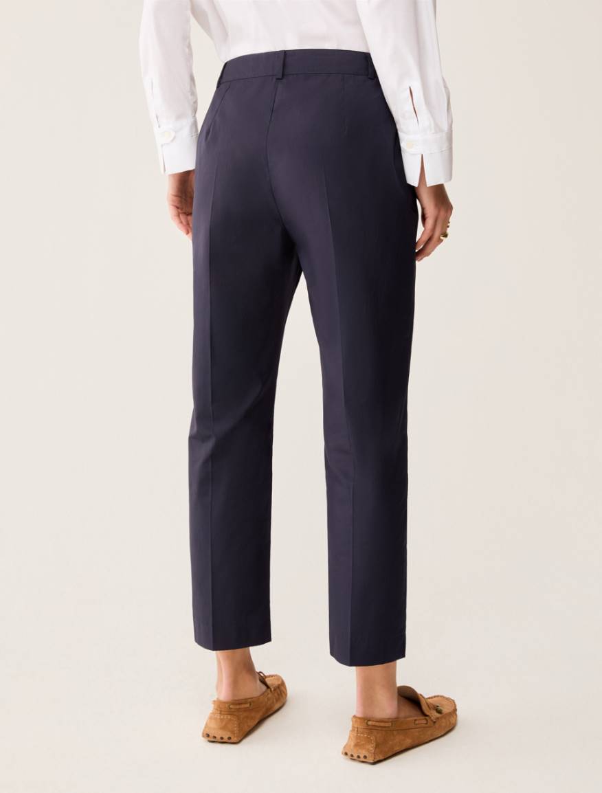 Poplin Capri trousers - NAVY - Pennyblack - 3
