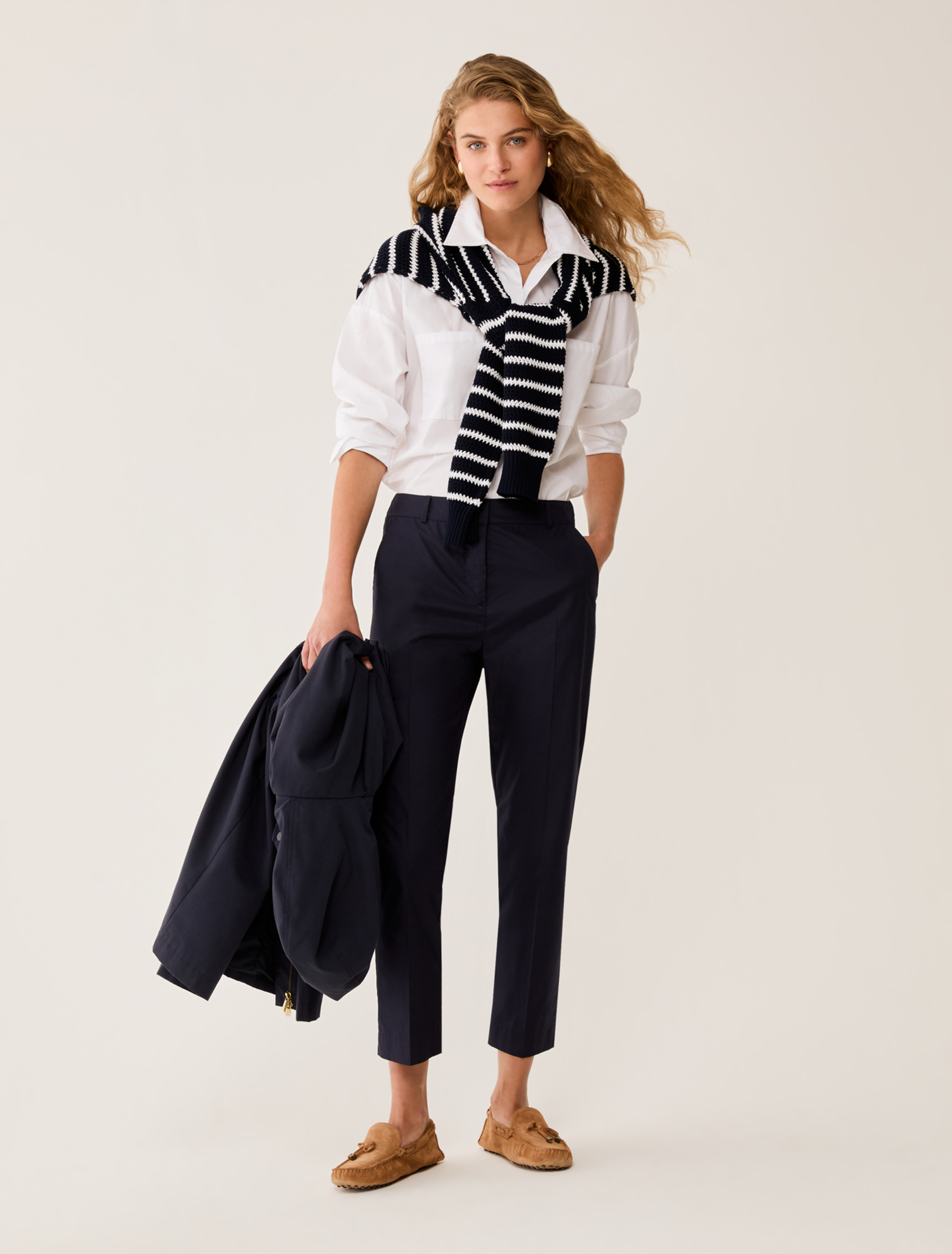 Poplin Capri trousers - NAVY - pennyblack