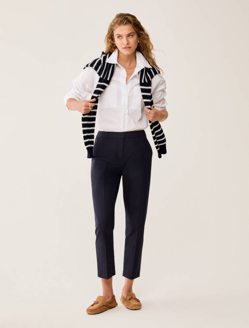 Poplin Capri trousers - NAVY - Pennyblack