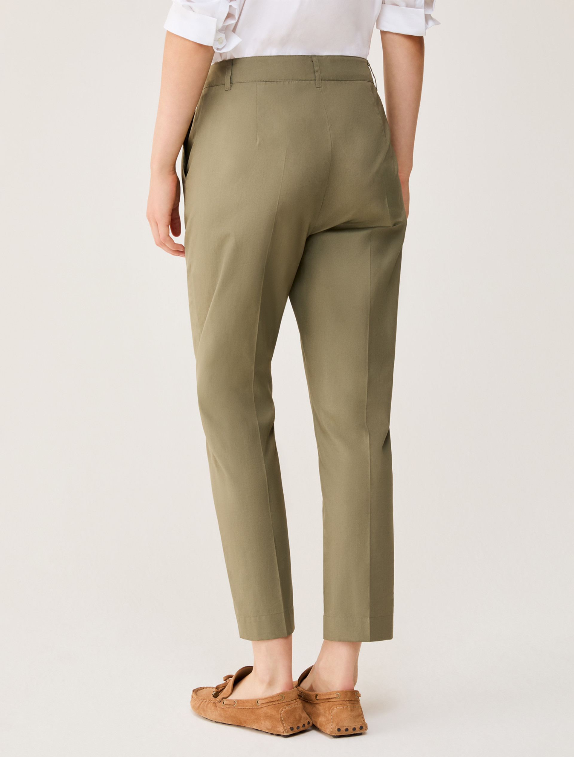 Poplin Capri trousers - KAKI - pennyblack