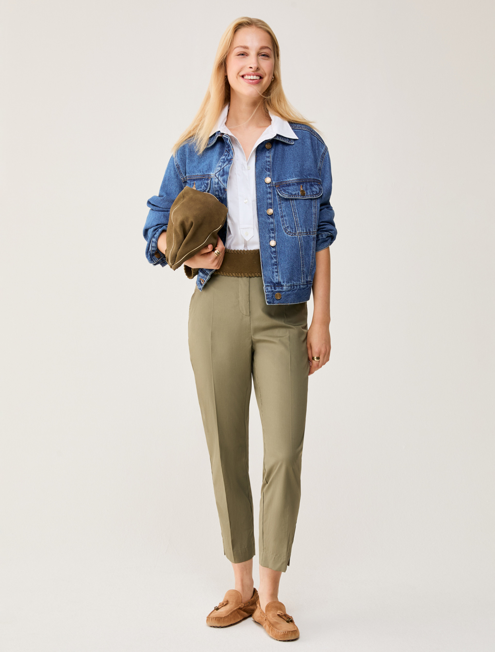 Poplin Capri trousers - KAKI - pennyblack