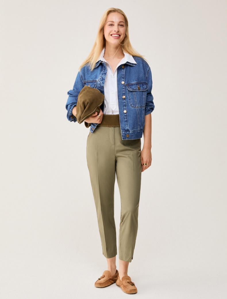 Poplin Capri trousers - KAKI - pennyblack