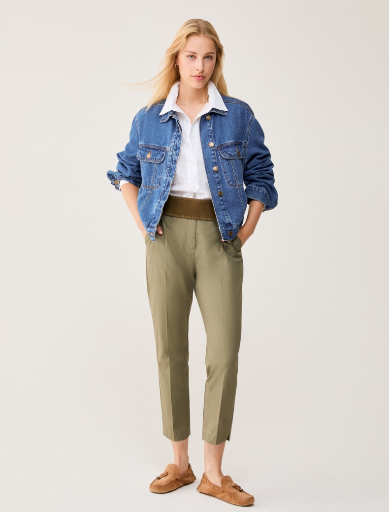 Poplin Capri trousers - KAKI - pennyblack