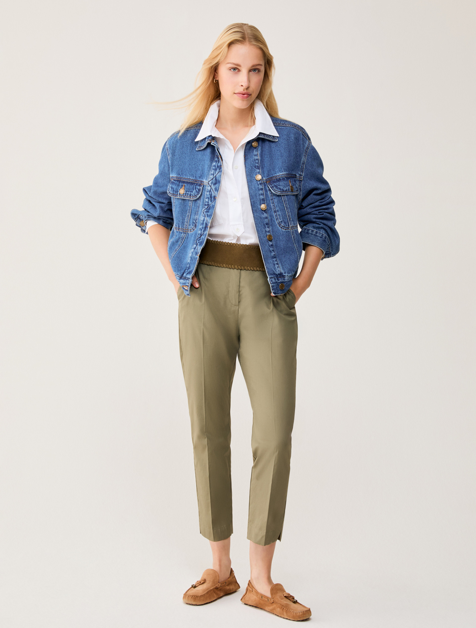 Poplin Capri trousers - KAKI - pennyblack