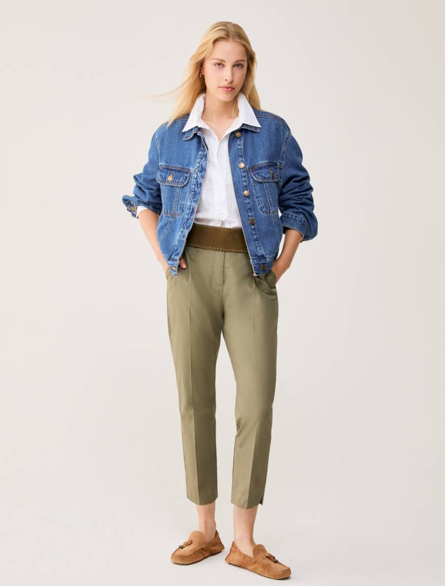 Poplin Capri trousers - KAKI - Pennyblack