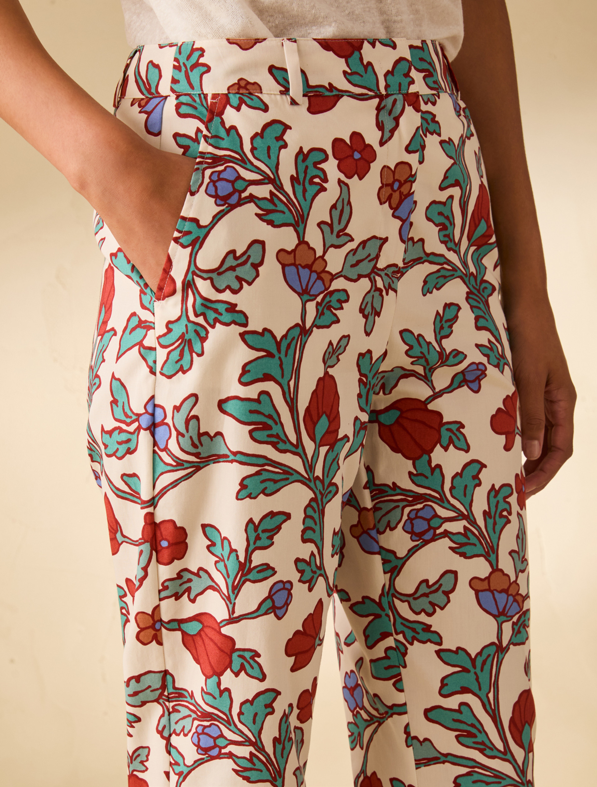 Poplin Capri trousers - WHITE - pennyblack