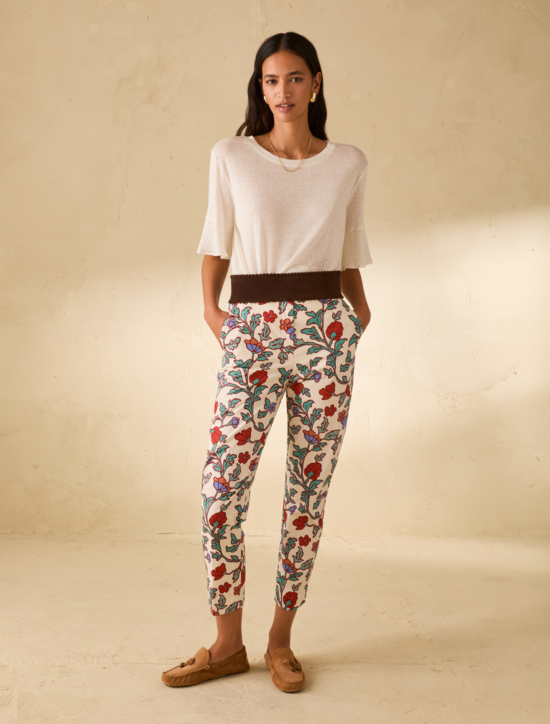 Poplin Capri trousers - WHITE - pennyblack