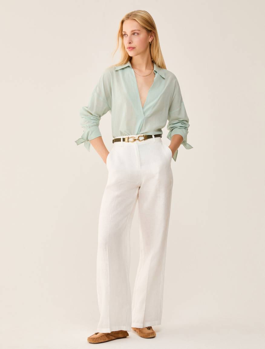 Pure linen trousers - WHITE - Pennyblack