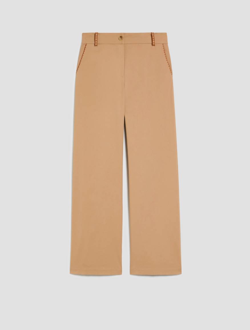 Gabardine trousers with embroidery - CAMEL - Pennyblack - 2