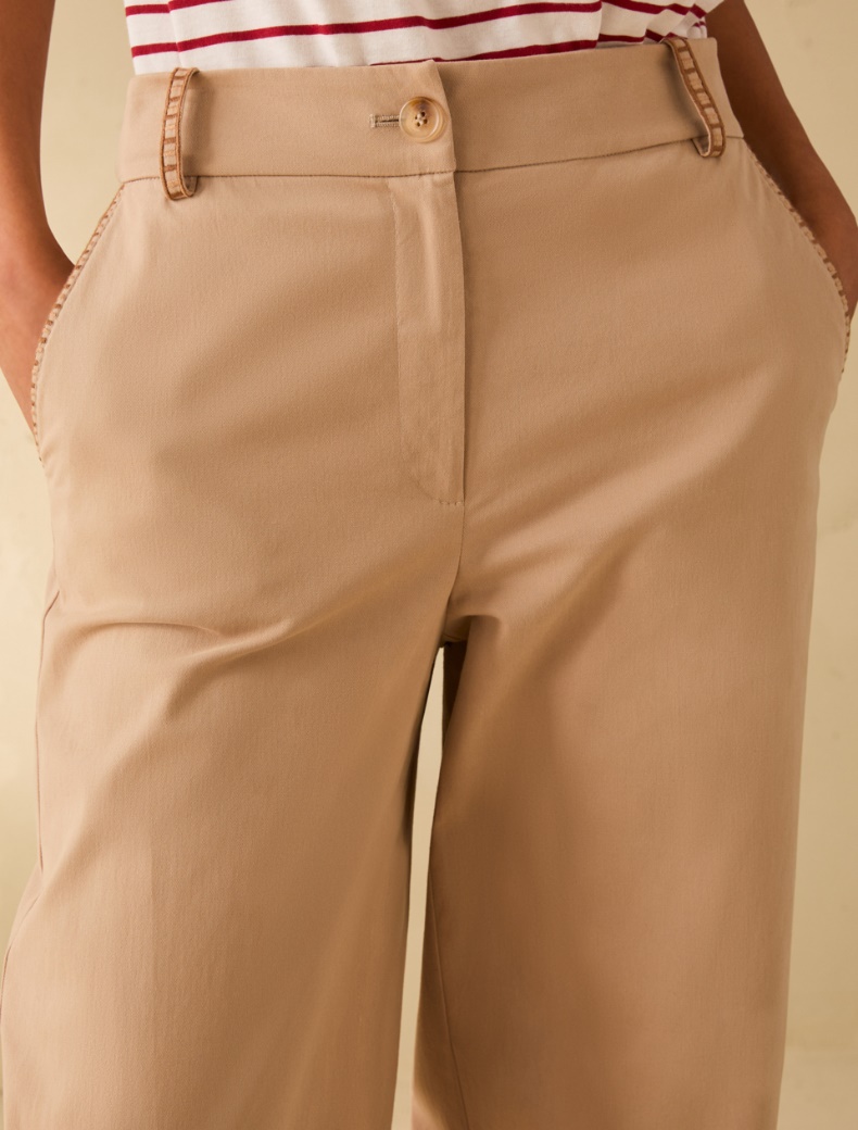 Gabardine trousers with embroidery - CAMEL - pennyblack