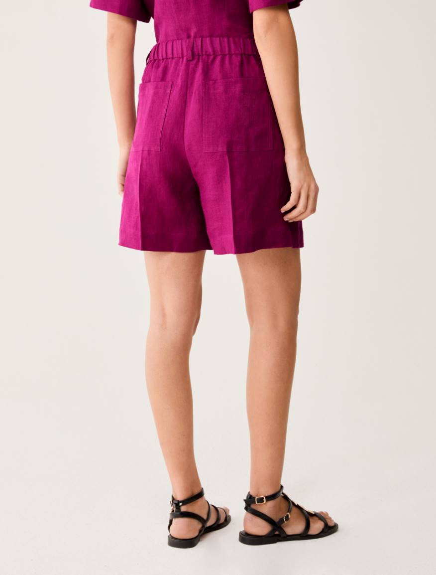 Pure linen shorts - MAGENTA - Pennyblack - 3
