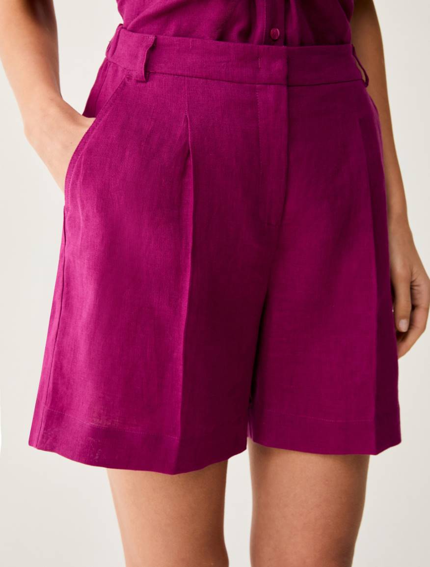 Pure linen shorts - MAGENTA - Pennyblack - 4