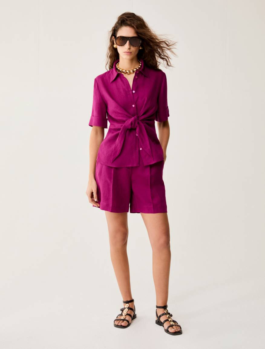 Pure linen shorts - MAGENTA - Pennyblack - 5