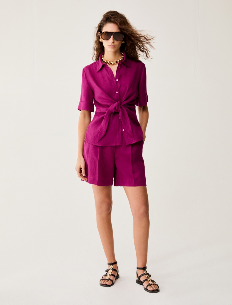 Pure linen shorts - MAGENTA - pennyblack