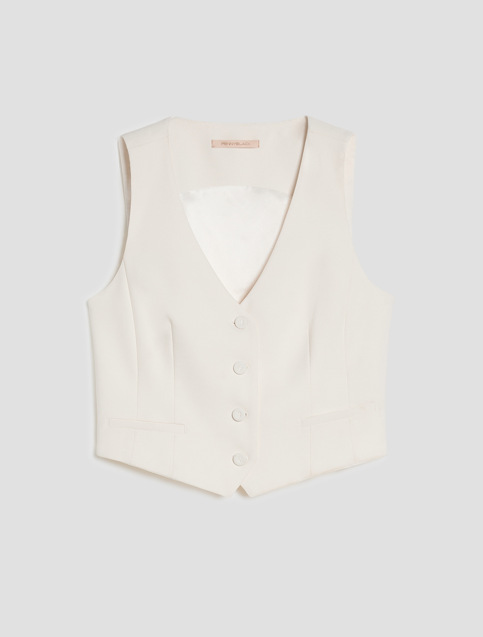 Slim-fit cady vest - IVORY - pennyblack