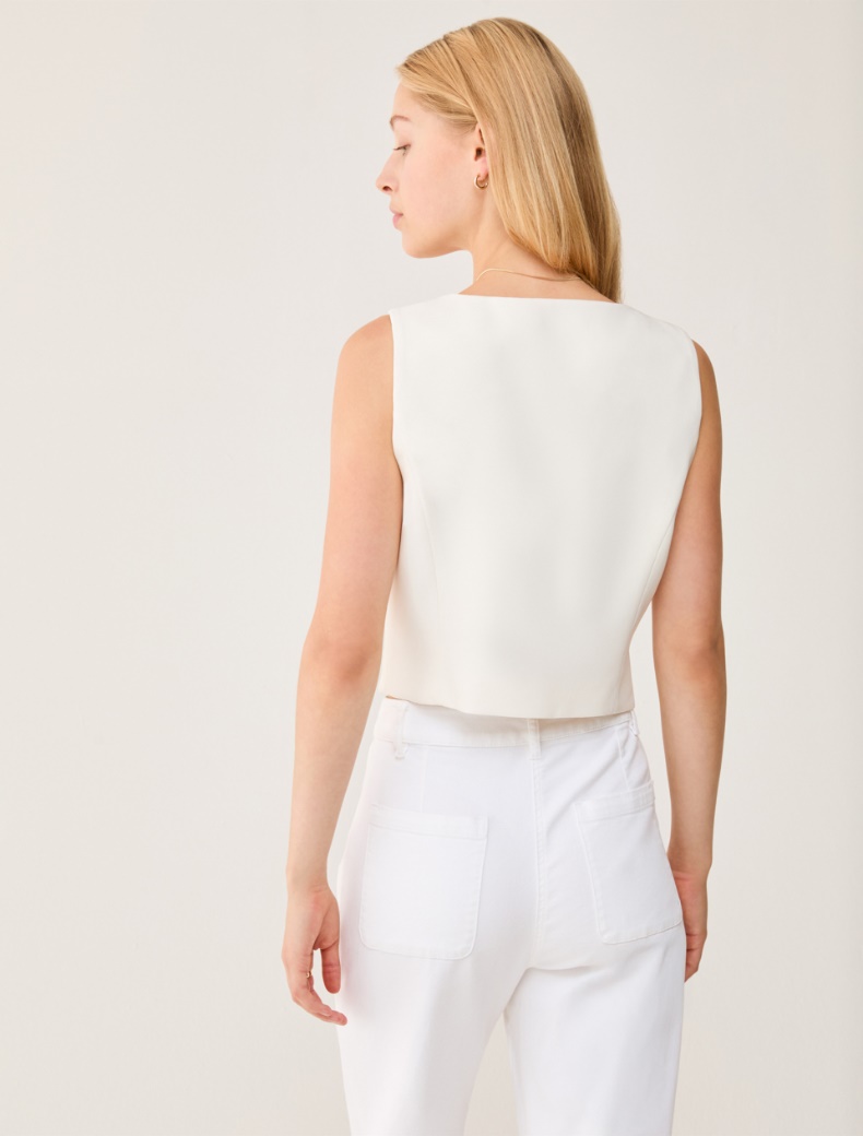 Slim-fit cady vest - IVORY - pennyblack
