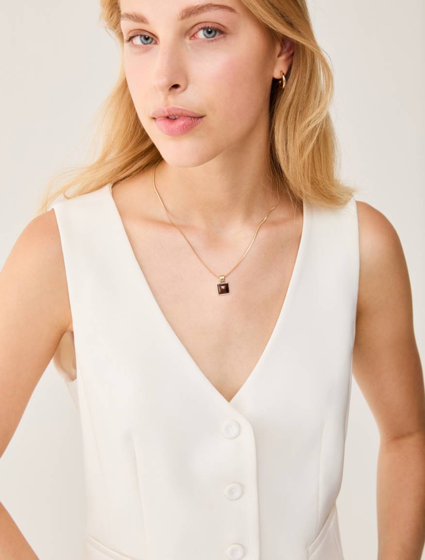 Slim-fit cady vest - IVORY - Pennyblack - 4