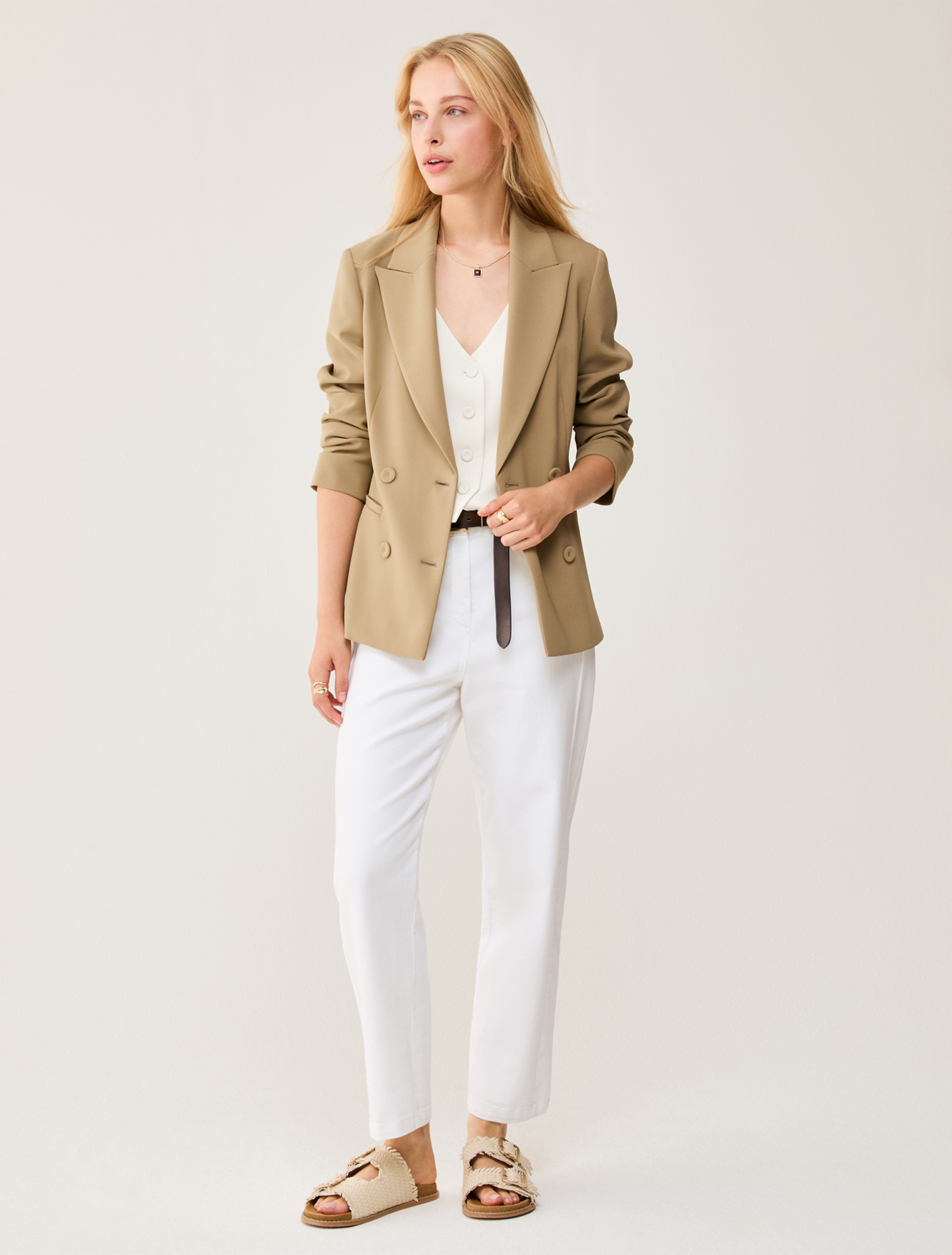 Slim-fit cady vest - IVORY - pennyblack