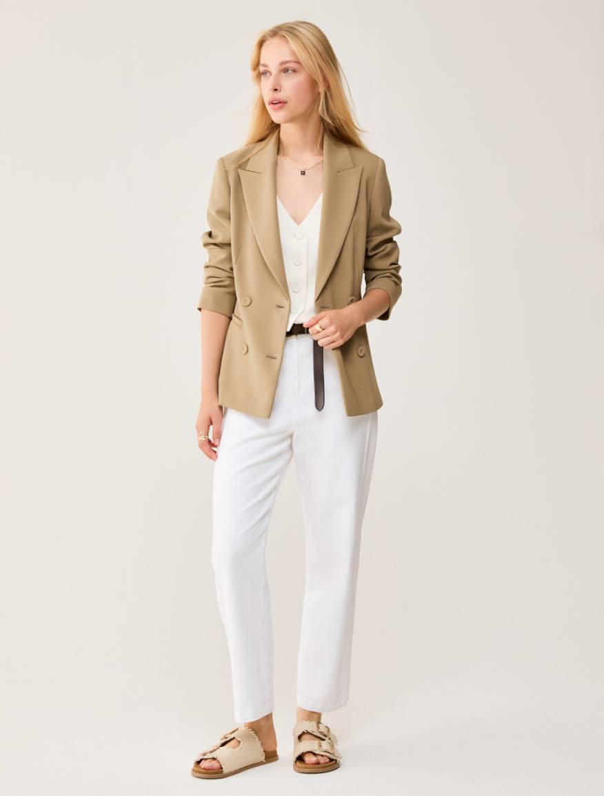 Slim-fit cady vest - IVORY - Pennyblack - 5