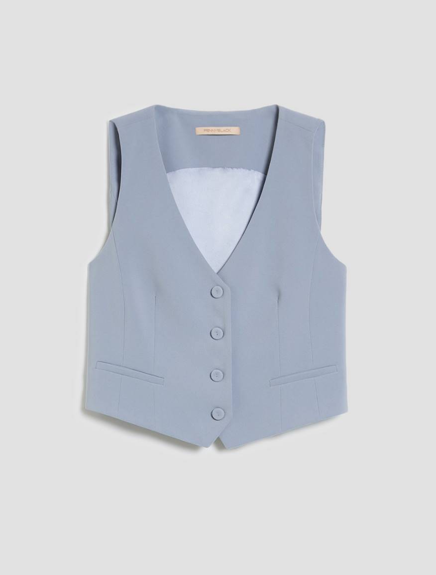 Slim-fit cady vest - LIGHT BLUE - Pennyblack - 2