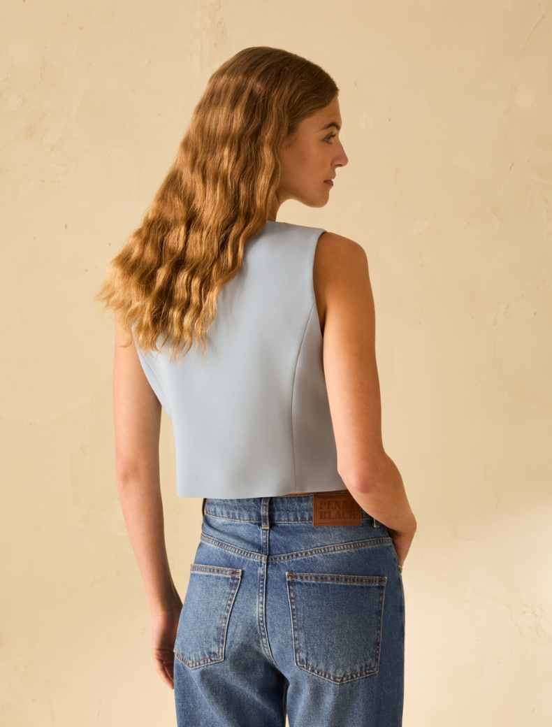 Slim-fit cady vest - LIGHT BLUE - pennyblack