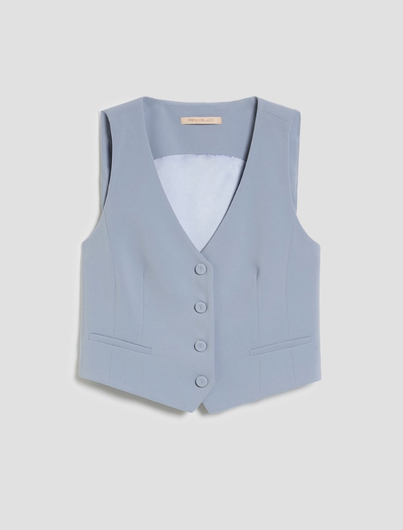 Slim-fit cady vest - LIGHT BLUE - pennyblack