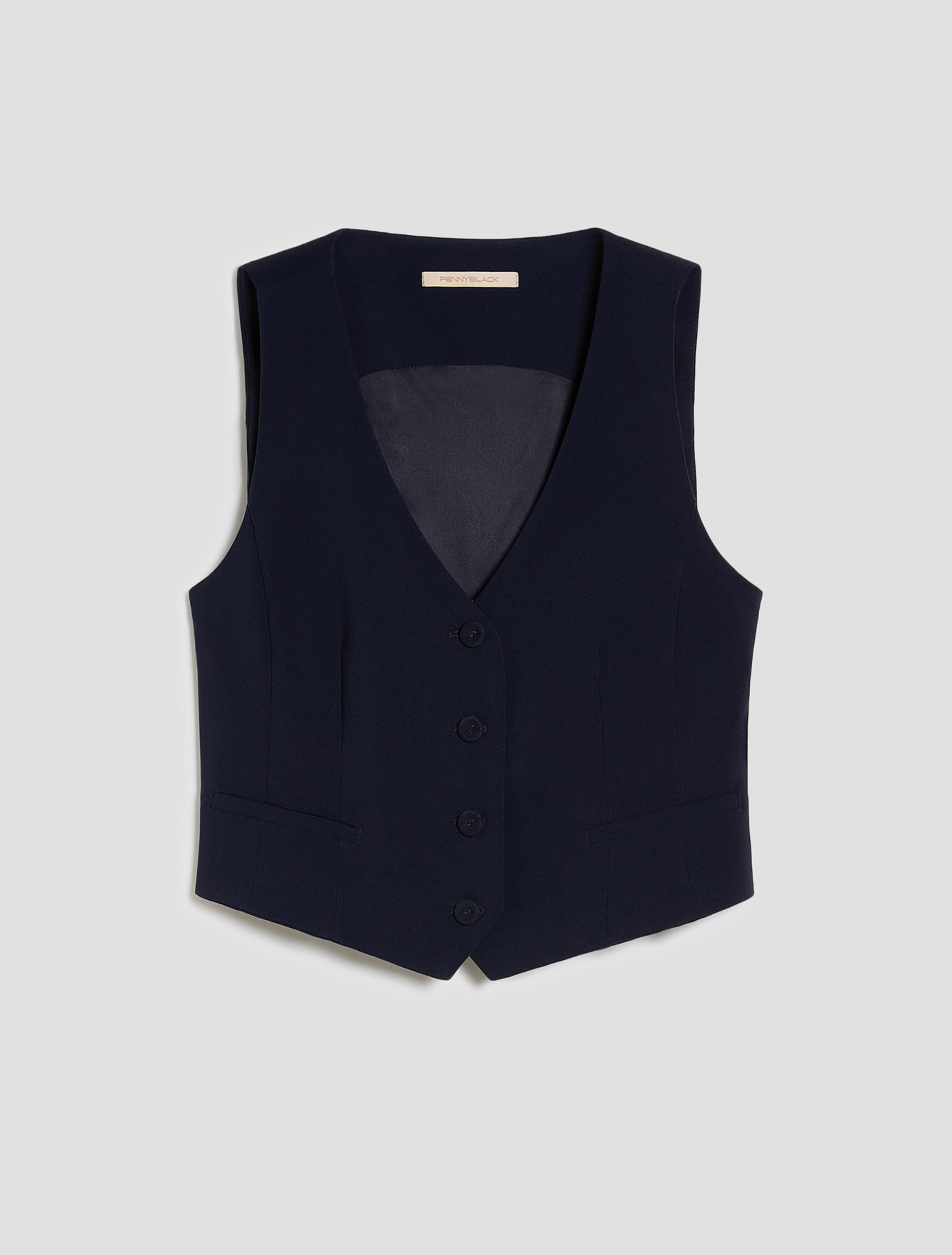 Slim-fit cady vest - NAVY - pennyblack