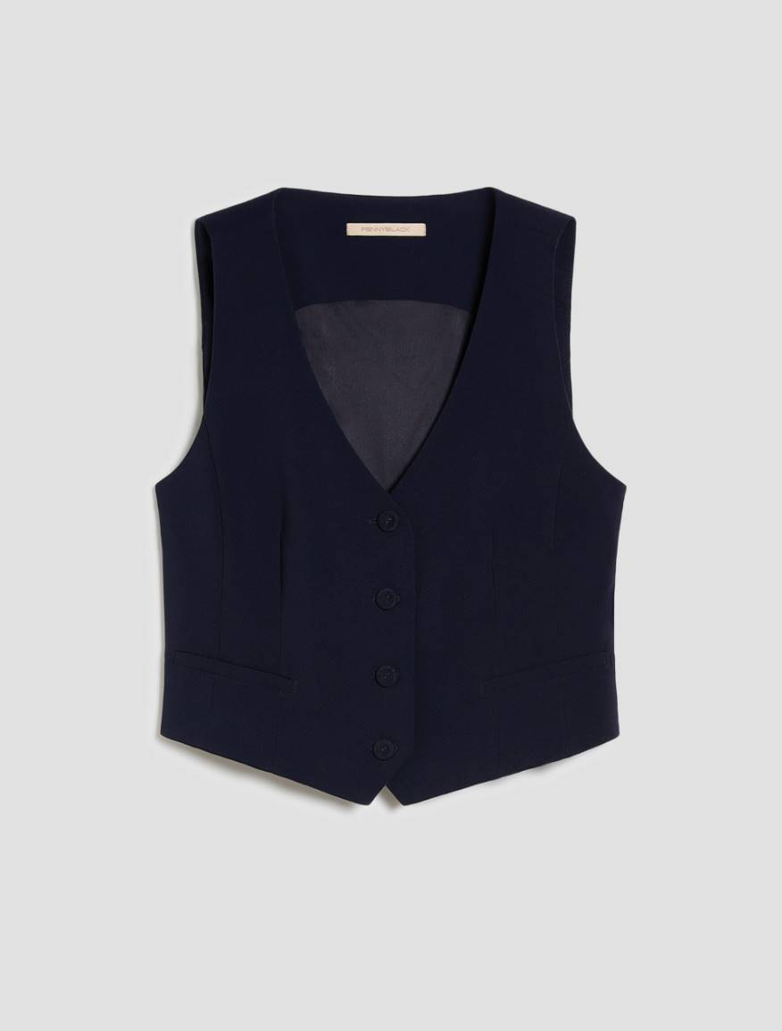 Slim-fit cady vest - NAVY - Pennyblack - 2