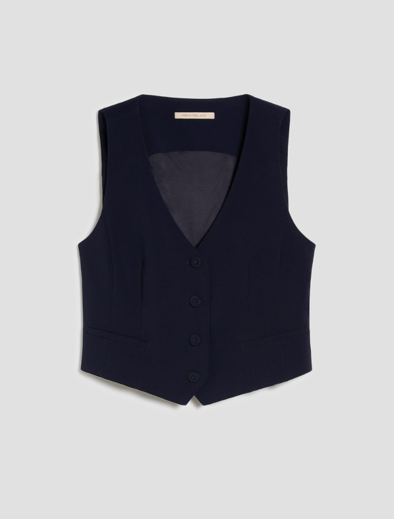 Slim-fit cady vest - NAVY - pennyblack