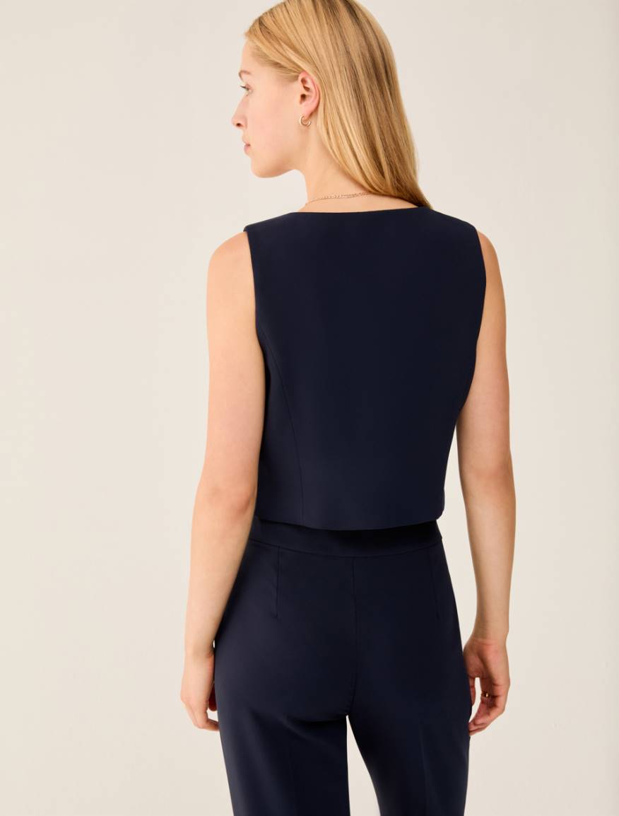 Slim-fit cady vest - NAVY - Pennyblack - 3